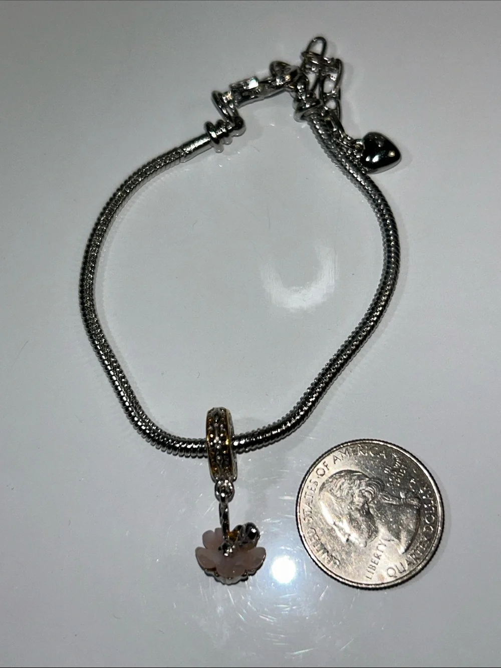 NWOT Gems En Vogue Palladium 18k Accent Gemstone Flower & Honey Bee Euro Charm
